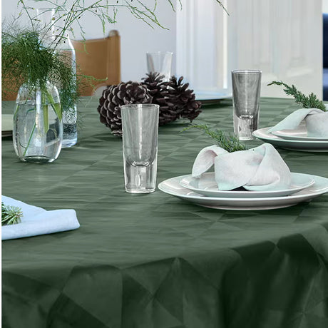 Runde Weihnachtstischdecke Ø 180 cm – Compliments Wind Grün mit Tischdekoration