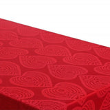 Runde damastgewebte Weihnachtstischdecke – Damask Hearts Rot, Ø 300 cm
