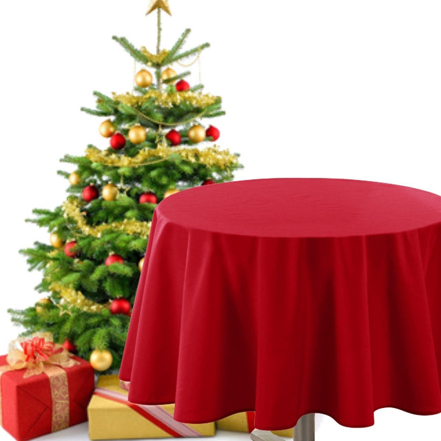 Runde Weihnachtstischdecke – einfarbig rot, Ø 180 cm