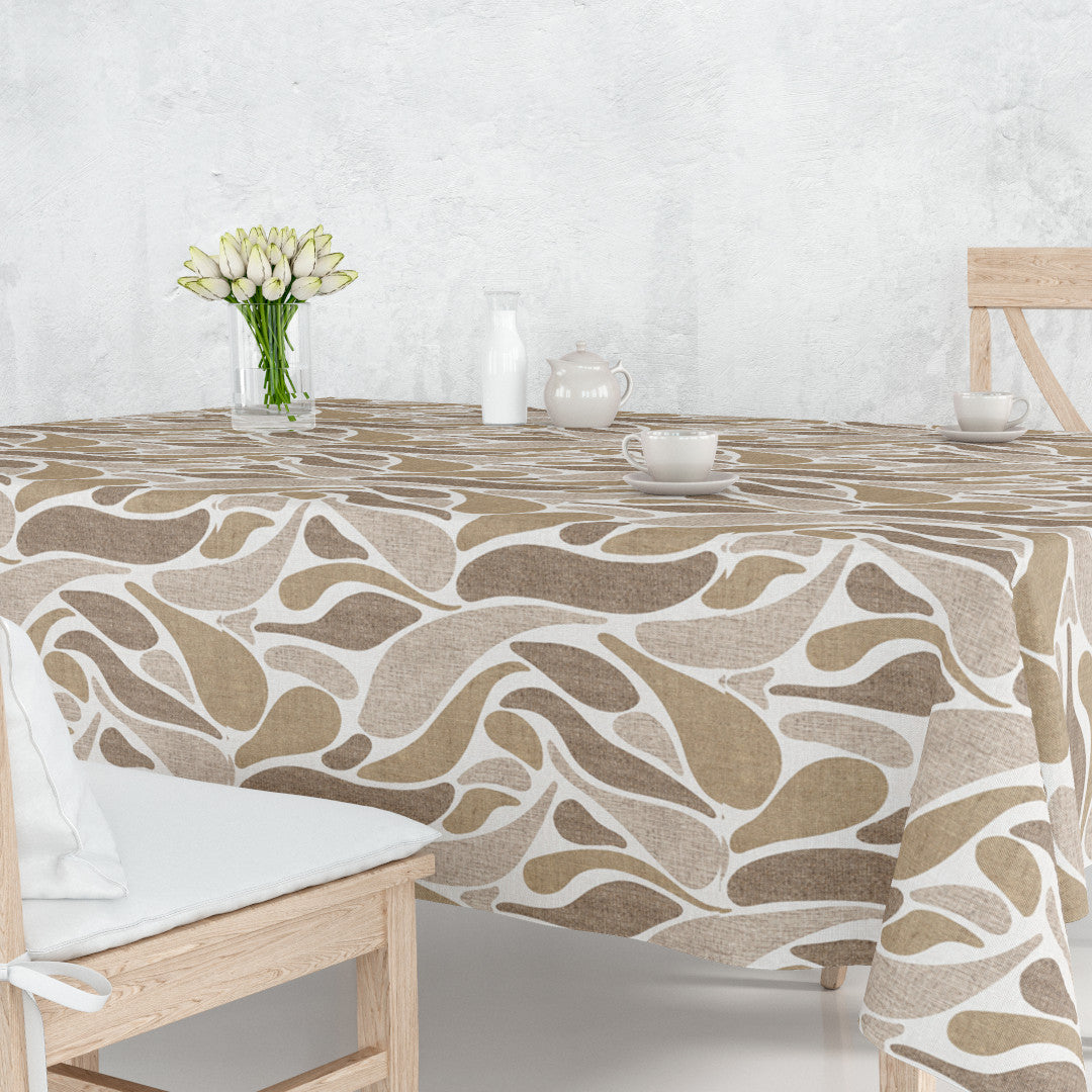 Sandstrøm - Wachstuch Tischdecke mit organischem Muster in Beige und Naturfarben