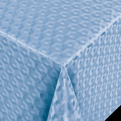 Scala 3D Cube Blau - runde Wachstuch-Tischdecke Ø 140 mit Kantennähung