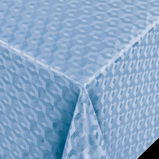 Scala 3D Cube Blau - runde Wachstuch-Tischdecke Ø 140 mit Kantennähung