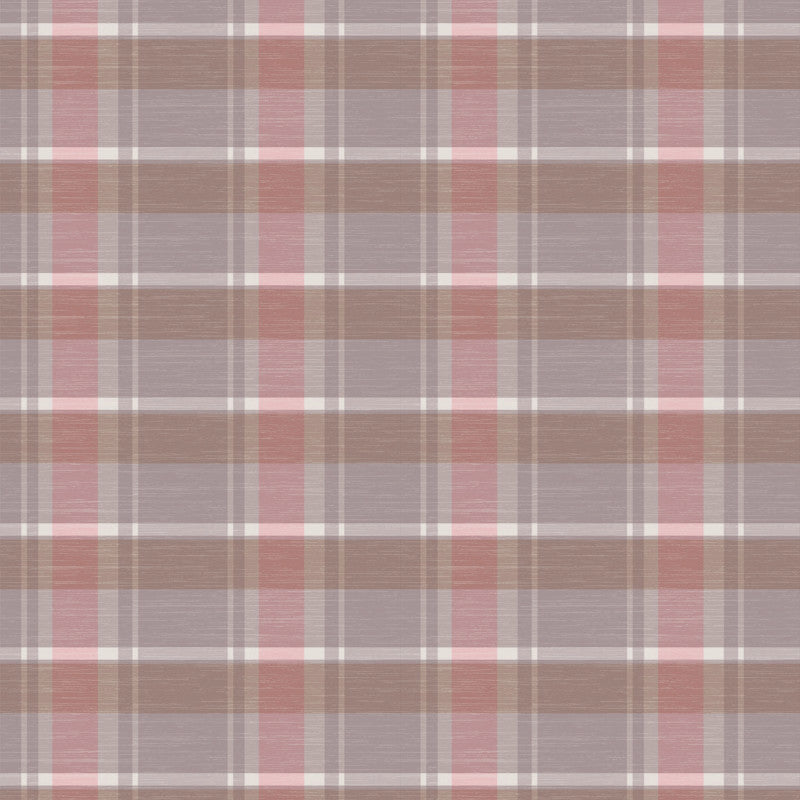 Scozzese, schottisch karierte Wachstuch Tischdecke in Rosa und Taupe, 140 cm
