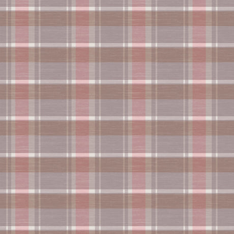 Scozzese, schottisch karierte Wachstuch Tischdecke in Rosa und Taupe, 140 cm