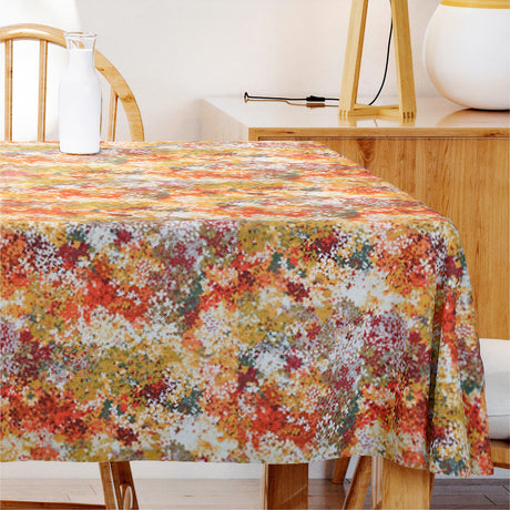 Azalee – Abwaschbare Tischdecke mit schönem orangefarbenem Motiv – 155 cm breit