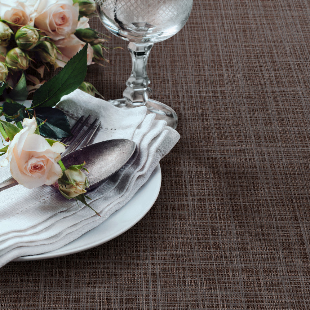 Sharon einfarbige Wachstuch Tischdecke mit schöner Silberstruktur, 140 cm – Kastanie