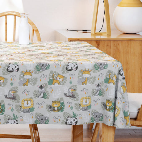 Savana – Abwaschbare Tischdecke mit süßen Tieren, 140 cm breit