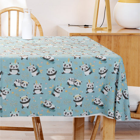 Sichuan - Abwaschbare Tischdecke mit kleinen Pandas 140 cm breit