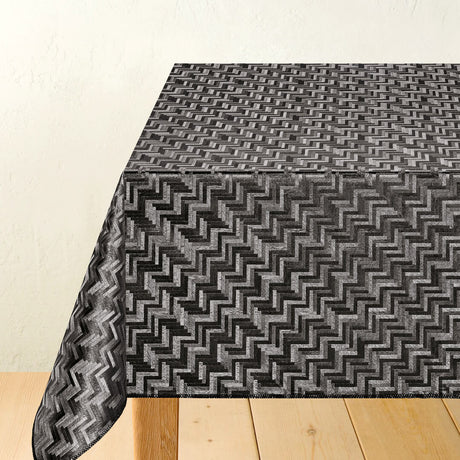 Schwarz Esche - Wachstuch Tischdecke mit grafischem Muster