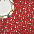 Waldwichtel Rot - Abwaschbare Weihnachtstischdecke mit Wichteln, Tannengrün und Sternen