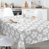Lola Wachstuch Tischdecke - Small Big Flower Silver Cloud