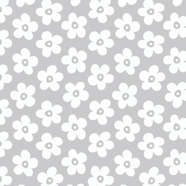 Lola Wachstuch Tischdecke - Small Big Flower Silver Cloud