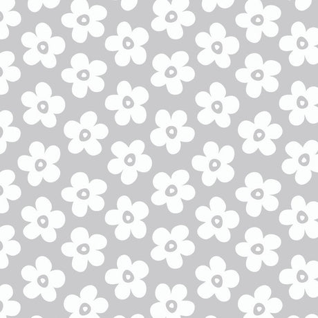 Lola Wachstuch Tischdecke - Small Big Flower Silver Cloud