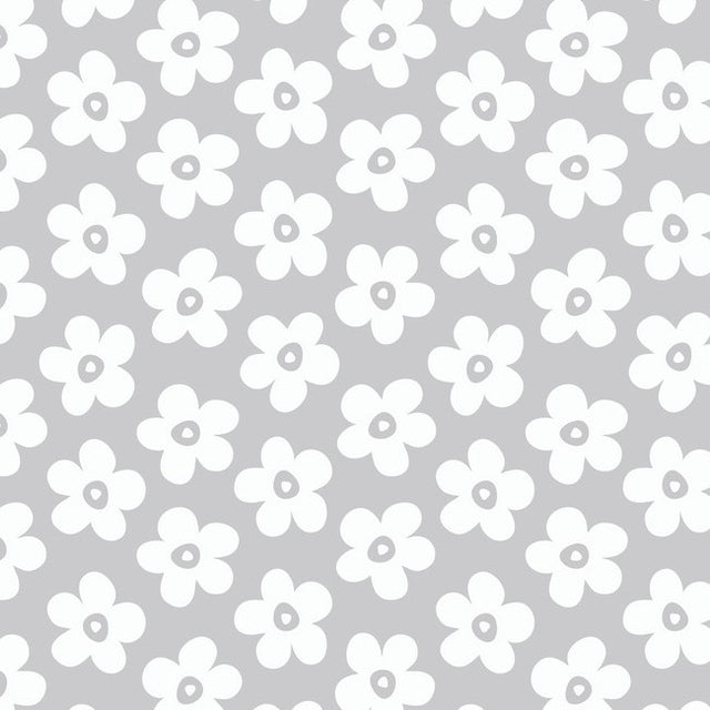 Lola Wachstuch Tischdecke - Small Big Flower Silver Cloud