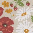 Sommereng - abwaschbare Tischdecke in Leinenoptik mit schönen Blumen, Nahaufnahme