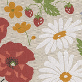 Sommereng - abwaschbare Tischdecke in Leinenoptik mit schönen Blumen, Nahaufnahme