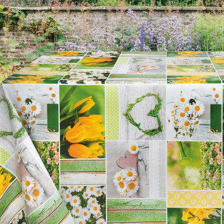 Spring Garden – Wachstuch Tischdecke mit Blumen und grünen Nuancen