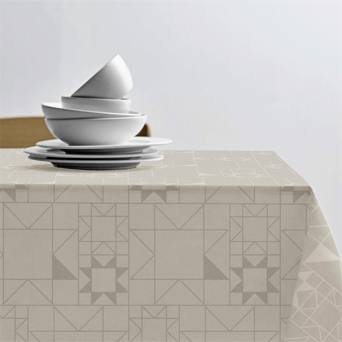 Södahl Star Damask Hellbeige - Klassische Weihnachtstischdecke - Damastgewebte abwaschbare Tischdecke mit rutschfester Unterseite