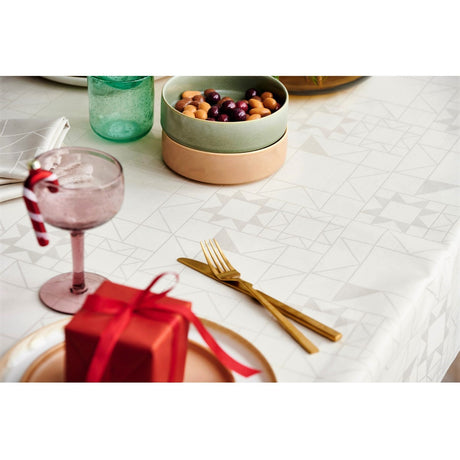 Södahl Star Damask Hellbeige - Klassische Weihnachtstischdecke - Damastgewebte abwaschbare Tischdecke mit rutschfester Unterseite