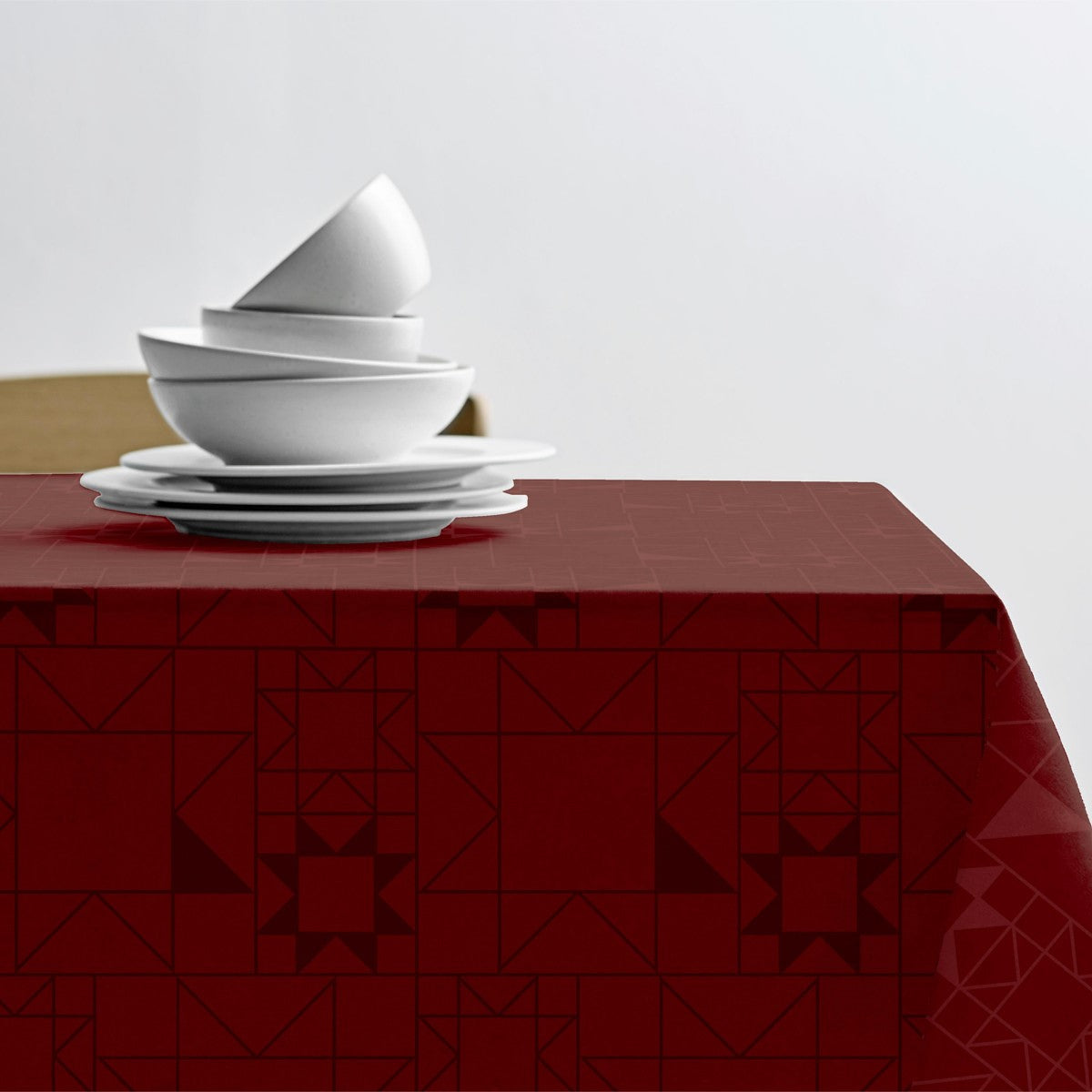 Södahl Star Damask Rot - Klassische Weihnachtstischdecke - damastgewebte abwaschbare Tischdecke mit rutschfester Unterseite, Ecke