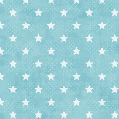 Starlet, hellblaue Wachstuch Tischdecke mit weißen Sternen