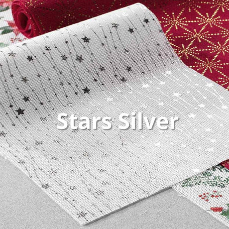 Weihnachts-Tischläufer, 35 x 140 cm - Row of Stars Silver