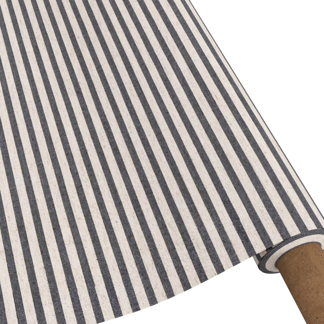 Querstreifen Grau - Runde abwaschbare Tischdecke mit Streifen und rutschfester Unterseite