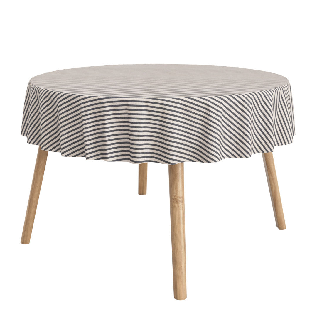 Stimmungsbild mit runder abwaschbarer Tischdecke - Querstreifen Grau