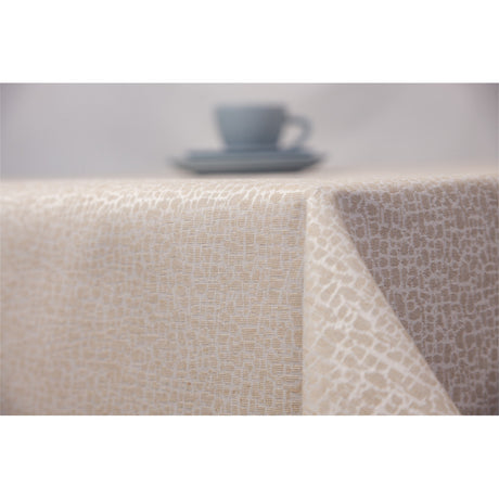 Jacquard Stone Beige – elegante abwaschbare Tischdecke mit jacquardgewebtem Muster – 160 cm breit
