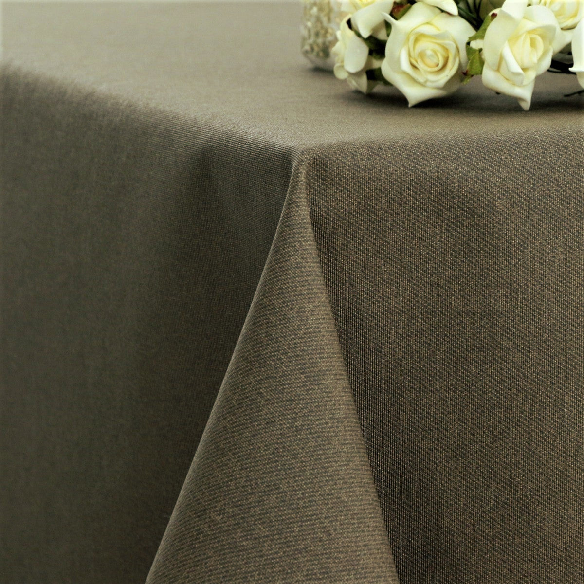 Dali einfarbige abwaschbare Tischdecke in Taupe, 140 cm breit