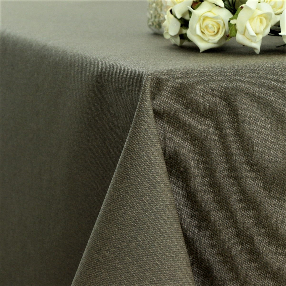 Einfarbige abwaschbare Tischdecke Taupe – Dali 160 cm breit