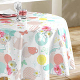 Tea Party - Runde Wachstuch-Tischdecke mit Teekannen, Ø 155 cm