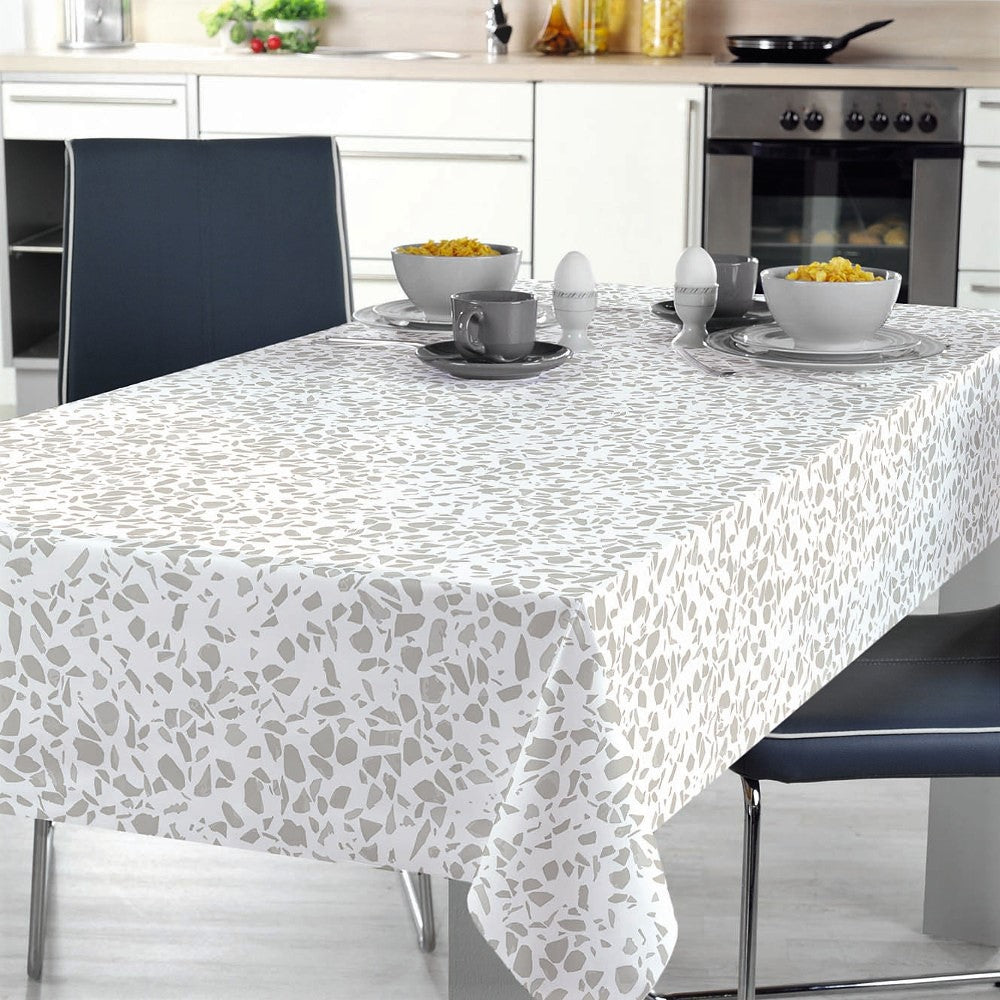 Terrazzo Grau - Wachstuch Tischdecke mit Terrazzomuster in Grau