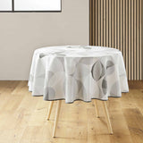 Tessouro Natural runde Tischdecke mit geometrischem grauem Muster
