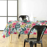 Textilia Bella White - Weiße Wachstuch Tischdecke mit Blumen und Blättern