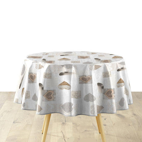 Textilia Delicia - Runde Wachstuch-Tischdecke mit Herzen Ø 155 cm