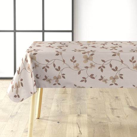 Textilia Glitter Floreal – hellbeige Wachstuch Tischdecke mit Blumenranke