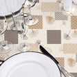 Textilia Glitter Rialto – Wachstuch Tischdecke mit Blättern und Quadraten, mit Tischdekoration