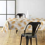 Textilia Glitter Sarina - Wachstuch Tischdecke mit schönen Federn in Silber- und Goldeffekt, Ambiente