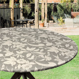 Textilia Miosotis Grau – Runde Wachstischdecke mit Gummizug