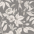 Textilia Miosotis Grey - Graue Wachstuch Tischdecke mit Blättern und Leinenoptik