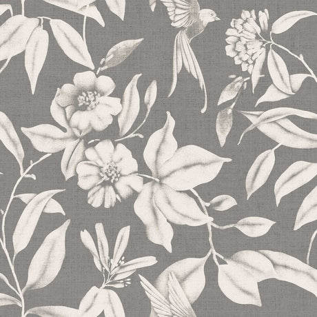 Nahaufnahme der Textilia Miosotis Grey Wachstuch Tischdecke mit grauer Leinenoptik
