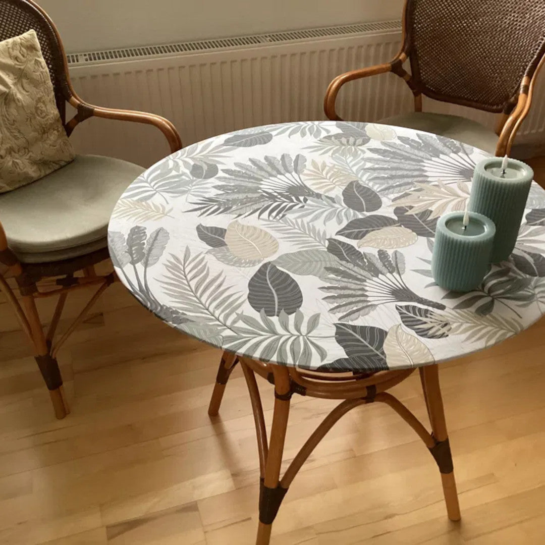 Textillia Panazio Linen - Runde Wachstischdecke mit Gummizug - Für Tische Ø 60 - Ø 130 cm