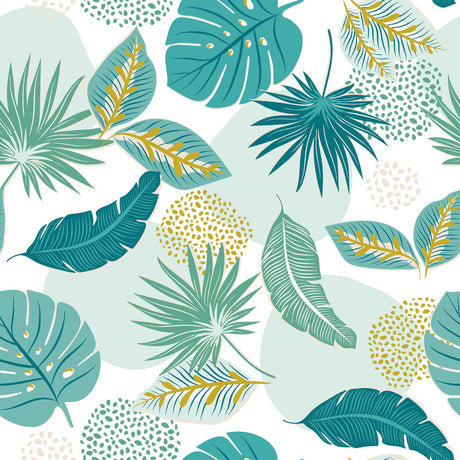 Textilia Plantania Blue - Wachstuch Tischdecke mit verschiedenen Blättern in frischen Farben