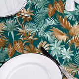Textilia Riviera Green - Wachstuch Tischdecke mit schönen tropischen Blättern, gedeckter Tisch