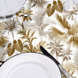 Textilia Riviera Natural - Wachstuch Tischdecke mit tropischen Blättern in warmen Farben