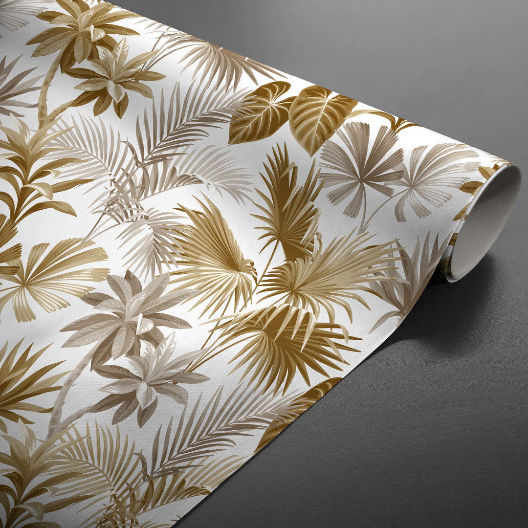 Textilia Riviera Natural - Wachstuch Tischdecke mit tropischen Blättern, aufgerollt