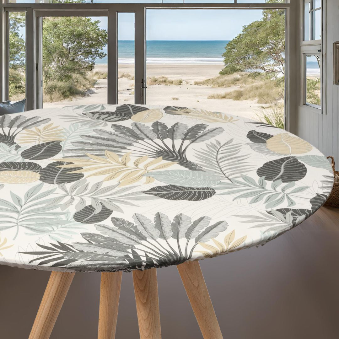 Textillia Panazio Linen - Runde Wachstischdecke mit Gummizug