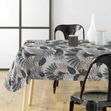 Textilia Panazio Linen – Helle Wachstuch Tischdecke mit tropischen Blättern