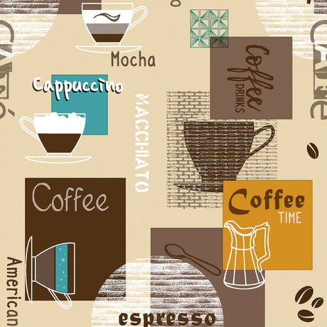 Time for Coffee – Wachstuch Tischdecke mit Kaffeemotiven